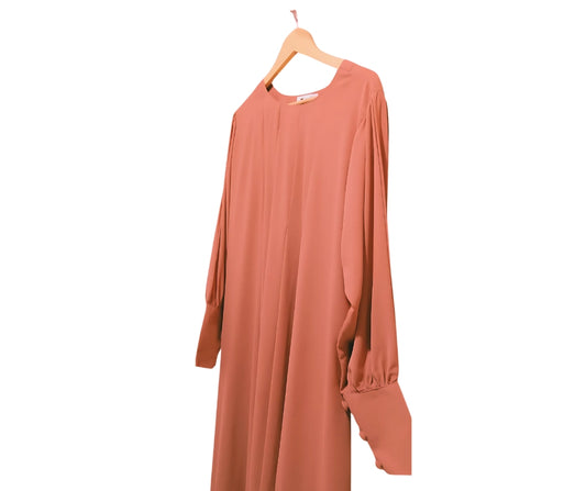 Elegant Pleated Abaya – Camel Brown