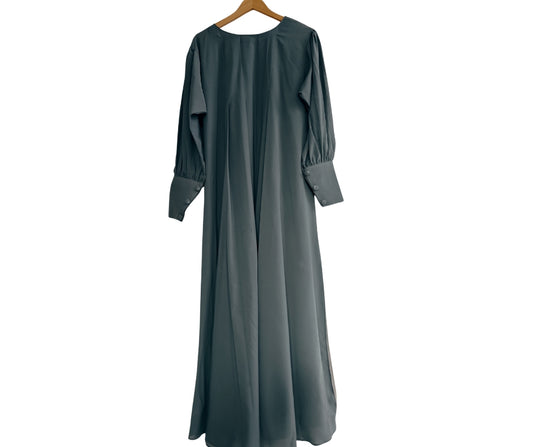 Elegant Pleated Abaya – Dusty Blue