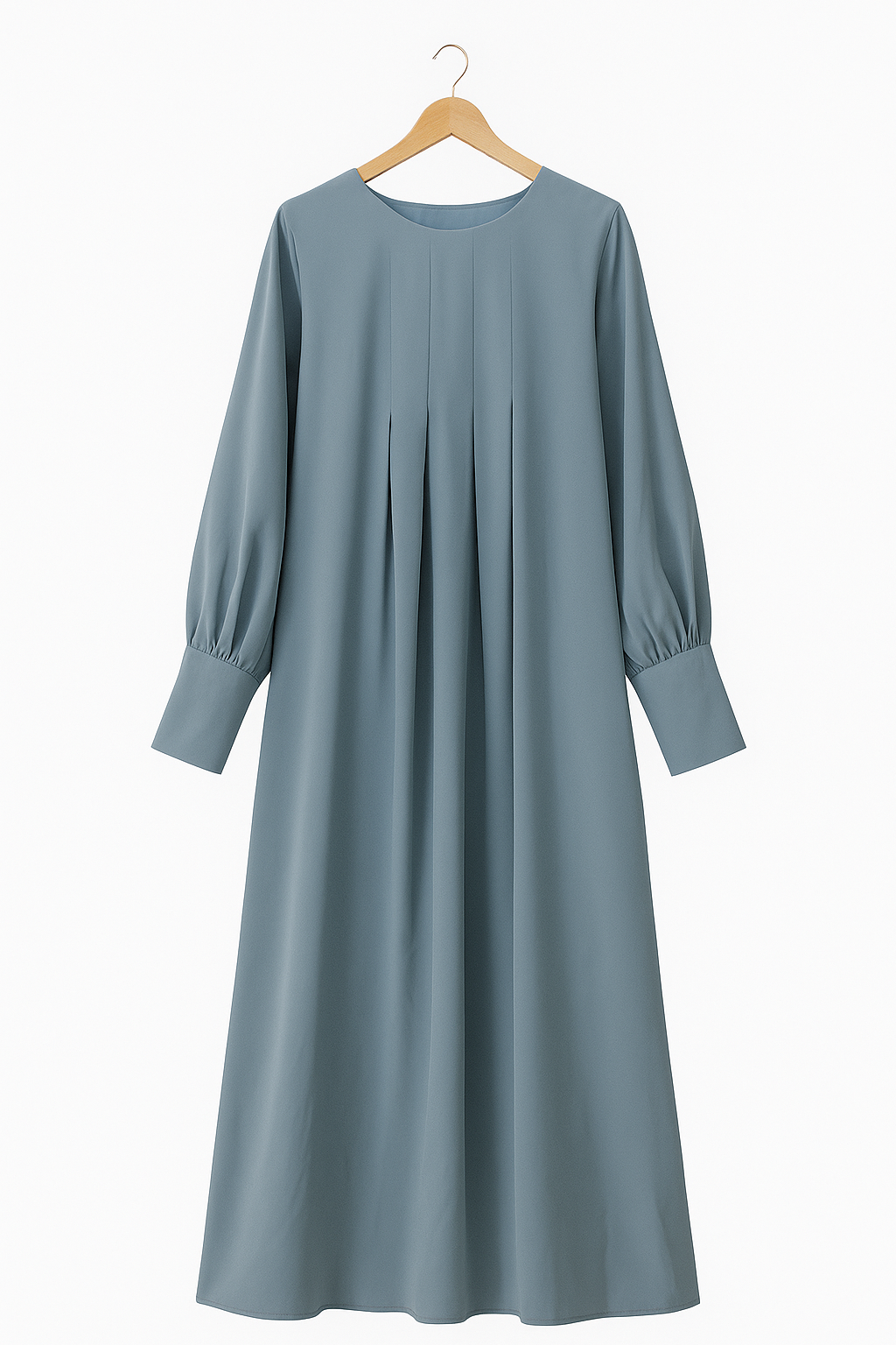 Elegant Pleated Abaya – Dusty Blue